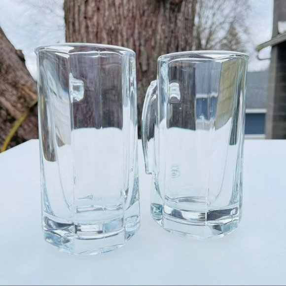 Set of Two Heavy Duty Beer Clear Glass‎ Mug - Picture 6 of 8